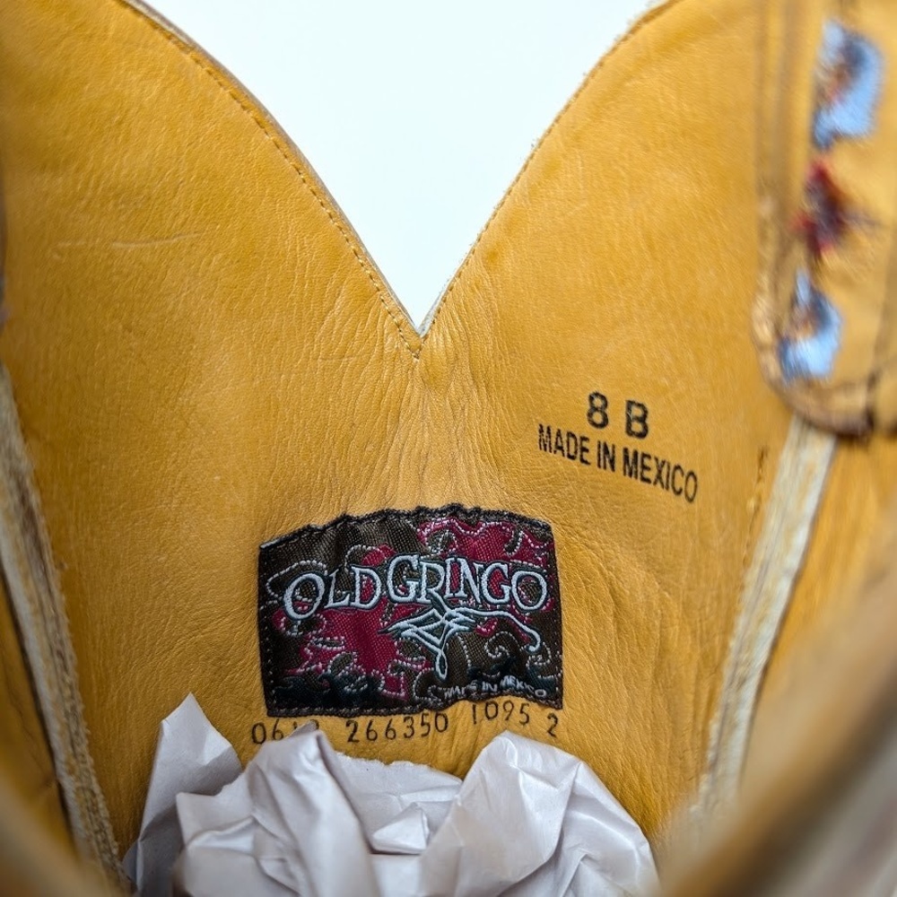 Old Gringo Hanna Gayla Floral Embroidered Cowboy Boots Size 8B‎ Bayou Yellow - Picture 7 of 7